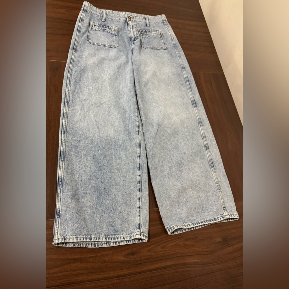 Old Navy Jeans Womens Size 12 High Rise Baggy Wide Leg Drapey Denim - Picture 4 of 7